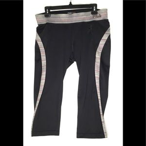 Fila Sport Womens Black Capri Running Leggings L